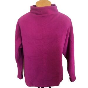 L.L. Bean Women’s Cozy Fleece Cowl Neck Pullover Sweater Dk Pink Magenta 3X
